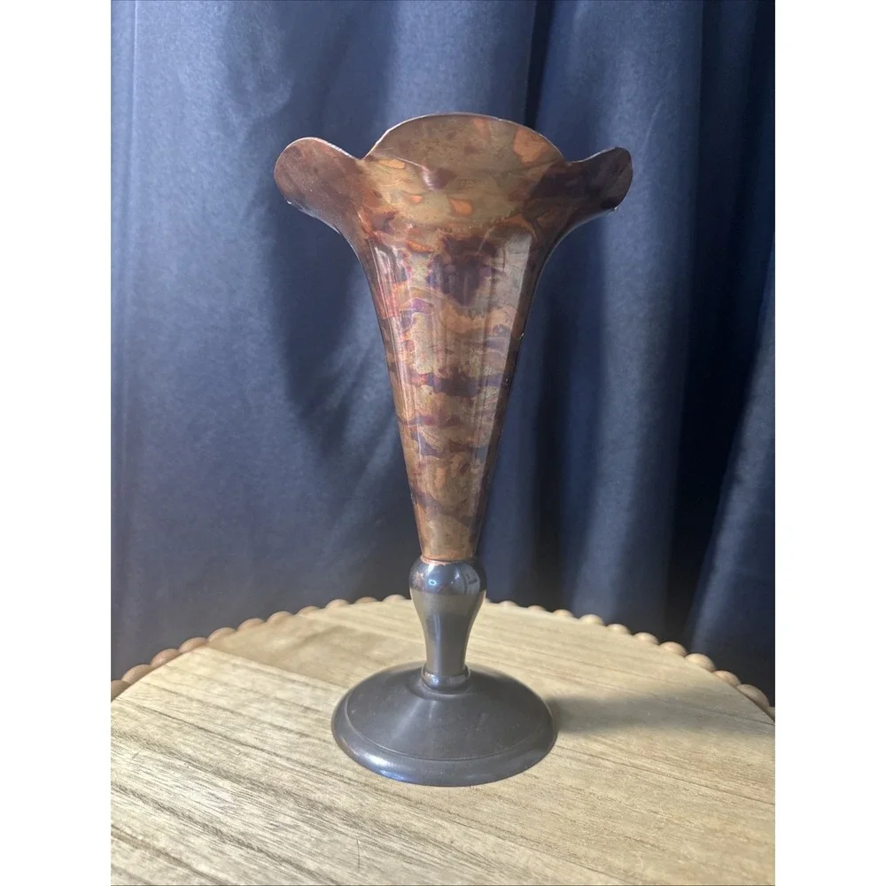 Old Vintage Copper And Brass Candle Holder 9